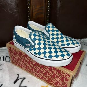 Teal checkered VANS
